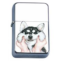 Husky Flip Top Oil Lighter Em1 Smoking Cigarette Silver Case Included