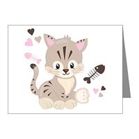 Note Cards (10 Pack) Kitty Kitten Cat Lover Hearts Fish
