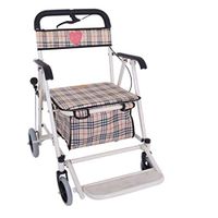 TYJ-USA Walker Old cart Old Scooter Folding Shopping cart seat can take Four Rounds Buy Food Help Push Small cart (Color : White, Size : 8969cm)