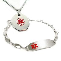 My Identity Doctor - Custom Engraved Medical ID Bracelet and Alert Necklace for Women - Stainless Steel - 7.5 Inches