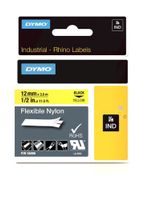 DYMO Industrial Labels for DYMO Industrial RhinoPro Label Makers, Black on Yellow, 1/2", 1 Roll (18490)