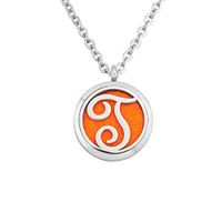 Q&Locket Initial Letter A-Z Premium Aromatherapy Essential Oil Diffuser Locket Necklace With 12pcs Refill Pads (T)