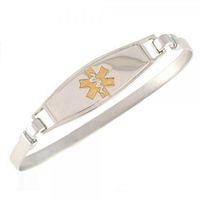Women's Medical Alert ID Bracelet - Bangle, Custom Engraving Included, Stainless Steel - Gold, Size M/L