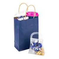 Saving Nature Dark Blue Paper Small Shopping Bag - 6" x 3 1/4" x 8 1/4" - 100 count box - Restaurantware