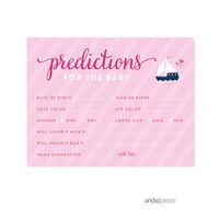 Andaz Press Pink Girl Nautical Baby Shower Collection, Games, Activities, Decorations, Predictions for Baby Cards, 20-Pack