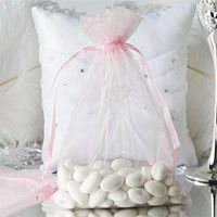 A&S Creavention Basic Elegant Organza Drawstring Jewelry Pouches Bag Party Wedding Gift Bags 6x9 Inches (60pcs, Pink)