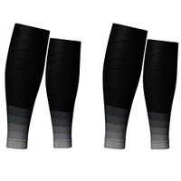 (2 Pairs) Compression Calf Sleeves Men & Women (20-30mmhg) - Best Footless Compression Socks Shin Splints, Running, Leg Pain, Nurses & Maternity Pregnancy - Increase Blood Circulation (Black & Grey)