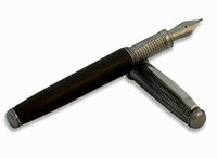 Fountain Pen Silver 925 Black Gold Plated & Bog Oak 5000 Years