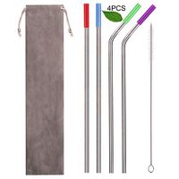 Oceanwaves Reusable Drinking Straws With Cases, 4 Set of Eco Friendly Metal Drinking Straws for 20 oz,30 oz Yeti Tumbler Rambler RTIC with Silicone Tips and Cleaning Brushes