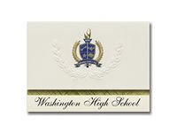Signature Announcements Washington High School (South Bend, IN) Graduation Announcements, Presidential style, Elite package of 25 with Gold & Blue Metallic Foil seal