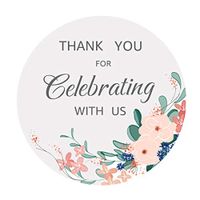 OPG Floral Garden Party Wedding Collection Adhesive Stickers,Decorative Stickers for Party Supplies,Thank You for Celebrating with Us,100-Pack 2"(White Round)