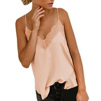 Women's Camisole Sleeveless V Neck Tank Top, Clearance Ladies Summer Plain Strap Lace Casual Chiffon Vest Loose Blouse Tops