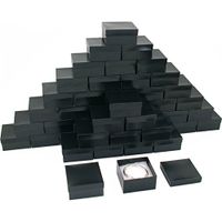 Black Stripe Cotton Filled Jewelry Gift Box 3 3/4"x 3 3/4"x 2" Kit 100 Pcs
