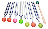 Radical 6 Sacred Solfeggio Tuning forks with Colored Balls Pouch and Activator