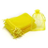 Dealglad 50pcs Drawstring Organza Jewelry Candy Pouch Christmas Wedding Party Favor Gift Bags (4x6", Yellow)