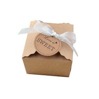 Yalulu 50pcs Kraft Paper Candy Box Rustic Wedding Favors Candy Holder Bags Wedding Party Gift Boxes with Ribbon Tags (#1)