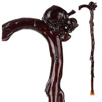 Crutches Walking Cane Home Helper Unisex Iron pear All-Wood Cane with Supportive Curved Handle and Balance Bottom Tip. A Wooden Walking Stick