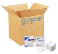 Top Sponges 4" x 4". Case of 2000 Absorbent Cover sponges for Wound Care and Protection. Non-Woven Outer Facing, Cellulose Liner and Rayon Fill. Single use. Non-sterile. Latex-Free.