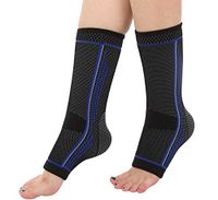 HiRui Ankle Brace Ankle Compression Sleeve, Plantar Fasciitis Brace Support for Stabiling Ligaments, Injury Recovery, Joint Pain, Arch Pain, Foot Swelling, Heel Spurs, Sprains (Pair) (Blue, S)