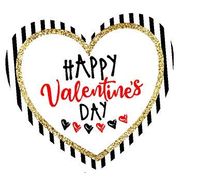 60ct Black Stripe Happy Valentine Trendy 2inch Glitter Valentine's Stickers Labels Envelope Decorative Seals