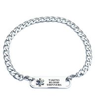 Pre-Engraved Curb Link"Taking Blood Thinner" Medical ID Bracelets for Women.