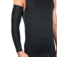 Meteora UV Protection Compression & Cooling Arm Sleeves For Men Women Kids Cycling/Golf/Basketball/ Other Sports,Tattoo Cover (1 Pair) (Black, LX)