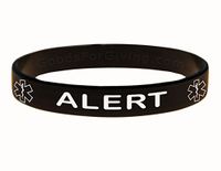 Medical Alert ID Bracelet Wristband - Black - 7 Inches - Youth
