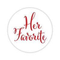 Her Favorite Wedding Stickers, Choose Your Colors, Wedding Favor Stickers (Red on Matte - Her Favorite)(403-RD)