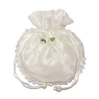 6PCS Round Fabric Pouch With Flower 6-inches x 6-inches (White)