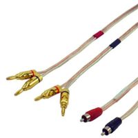 16 AWG Speaker wire pair with RCA Male (Black & Red) to 2 pair Banana Plugs 6'