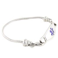 N Style ID Women's Beaded Pan-Dorra Style PRE-Engraved"Type 1 Diabetes" Medical Id Bracelet - Purple 6.75
