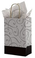 Small Paper Shopping Bag in Black 5 ¼ x 3 ¼ x 8 ¾ Inch - Count of 100