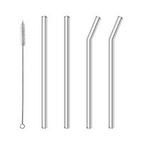 Glass Straws Drinking 9 in x 10mm 2 Bent & 2 Straight Smoothie Reusable Straw 4 Pack with Cleaning Brush