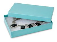 Aqua Jewelry Box with Synthetic Cotton Fill - 5.5 x 3.5 x 1