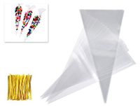 Ace Select Sweet Bags 100 Pieces Cone Bags Transparent Treat Bags with Twist Ties for Valentine Chocolate