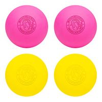 Signature Lacrosse Ball Set - Massage Balls, Myofascial Release Tools, Back Roller, Muscle Knot Remover, Firm Rubber -Scientifically Designed for Durability (Yellow/Pink, 4 Balls)