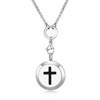Mesinya (1'' )Essential Oil Diffuser Necklace Aroma Hypo-Allergenic Magnetic Locket Pendant With 20'' Chain&Pads (Cross)