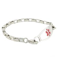 N Style ID Medical Id Bracelet Women Hipster Personalized Stainless Steel -Red 8.25
