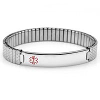 StickyJ USA Stretch Band Stainless Medical Alert Bracelet 7.5 in