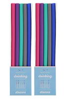 Just Bright Reusable Drinking Straws, 10 Colorful Straws - Flexible Silicone Straws For Drinks & Smoothies - Fits 20 oz & 30 oz Tumblers, Bottles, Glasses & More - Reusable Straws Reduce Plastic Waste