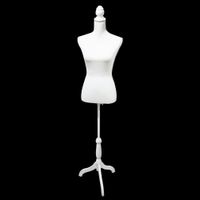 Female Dress Form Mannequin Torso Body with Adjustable Tripod Stand for Dress Display (All White)