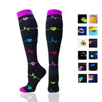 Compression Socks Women & Men - Best for Running,Medical,Athletic Sports,Flight Travel, Pregnancy (Purple EKG,Large/X-Large)