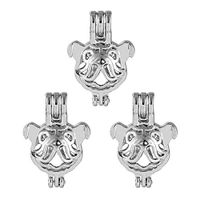 5X Silver Plated Cartoon Bulldog Pearl Cage Locket Pendant For DIY Necklace Gift Prom Woman Pretty Cute Stylish For gift Cheap Elegant Women Fashionable Womens
