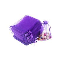 Lautechco 100Pcs Organza Bags 3.5x4.5 inches Purple Organza Gift Bags Small Mesh Bags Drawstring Gift Bags Christmas Drawstring Organza Gift Bags (3.5x4.5 inches Purple)