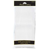 Amscan 4548.08 Plastic Premium Knives, 20 pieces, Frosty White