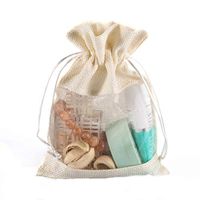 JaneOft 5x7 Inches 20PCS Drawstring Burlap Gift Bags, See Through Window Ivory