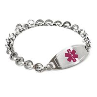 My Identity Doctor - Custom Engraved Medical ID Bracelet - 316L 8mm Steel Round Link - Purple - Wrist Size 6.25 Inch
