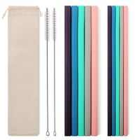 Set of 10 Silicone Drinking Straws for 30oz and 20oz Tumblers - Reusable Silicone Straws BPA Free Extra Long with Cleaning Brushes