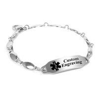 My Identity Doctor - Custom Engraved Medical Bracelet - 316L Steel Drop 4mm - Black - Wrist Size 6.5 Inch