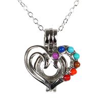 Yunison Chakra Cage Pendant Essential Oil Diffuser Locket Aromatherapy Necklace for Loose Beads